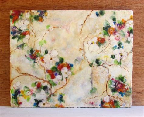 Reserved For Stacy Original Encaustic Painting Floral Vine