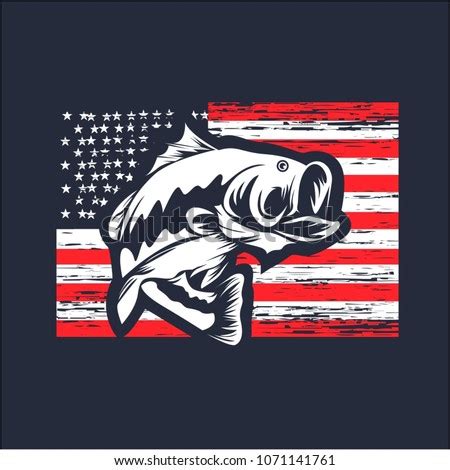 Vetor stock de Bass Fishing On Usa Flag Vector (livre de direitos) 1071141761 - Shutterstock