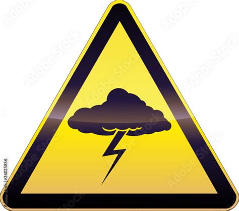 Yellow Thunderstorm Warning Sign Stock Vector Adobe Stock