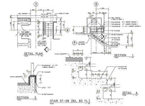Stair Step Rcc Construction Section Drawing Dwg File Cadbull