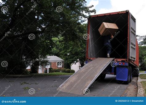 Carrying Box Into Moving Truck Stock Image Image Of Empty Inside