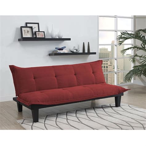 Perfect for small living spaces the soho futon has a depth of just 33″. Contemporary Futon Style Sleeper Sofa Bed in Red Microfiber