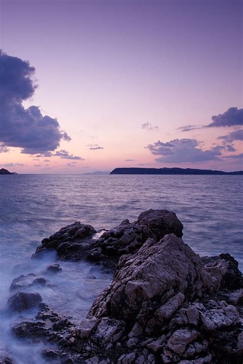 Nature Sea Sunset Island Purple Wallpapers Hd Desktop And Scenery