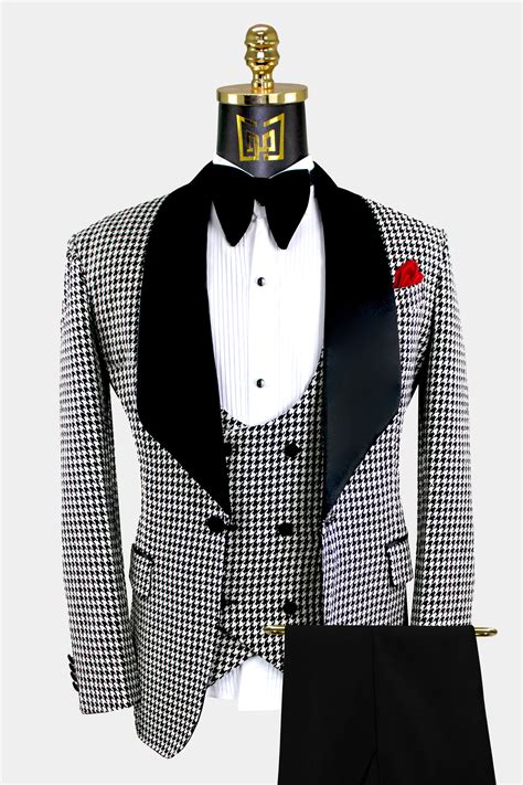 Houndstooth Tuxedo Suit 3 Piece Gentlemans Guru