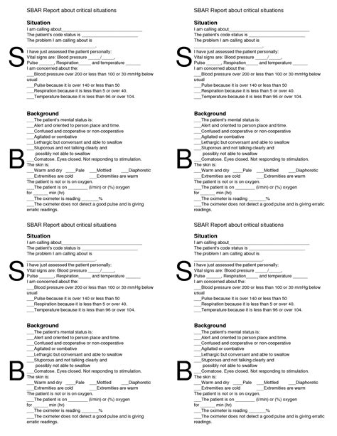 Sbar Report Sheet Template Sbar Nursing Nursing