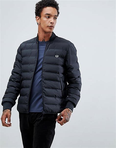 Fred Perry Padded Bomber Jacket In Black Asos