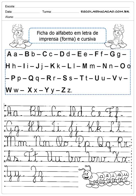 Alfabeto Completo Letra Cursiva Atividades De Linguagem Atividades