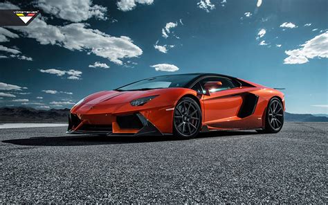 Wallpaper Lp700 4 Lamborghini Aventador Luxurious Orange Sky Side