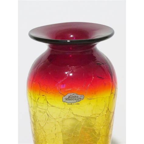 Mid 20th Century Blenko Crackle Glass Amberina Vase Chairish