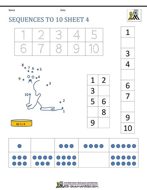 Preschool Number Worksheets Sequencing To 10