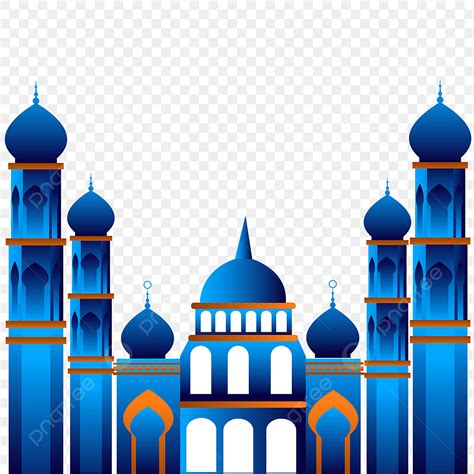 Desain Ilustrasi Masjid Warna Biru Masjid Esra Miraj Ramjandll Png