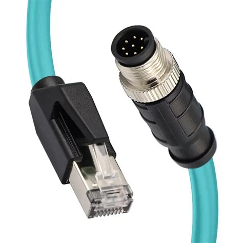 M12 4 Pin A Code Male Connector To Rj45 Male Plug Industry Ethernet Cable