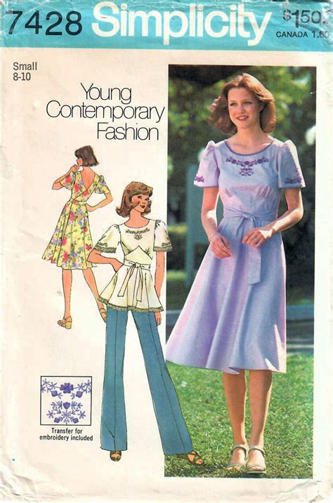 1970s Simplicity 7428 Vintage Sewing Pattern Misses Wrap Etsy