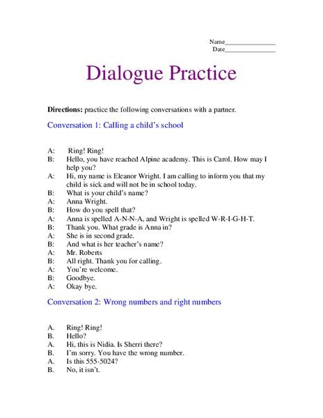 writing a dialogue esl worksheet by salva1964 complete the dialogue online worksheet goodman