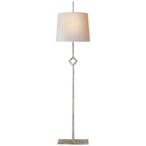 Cranston Buffet Lamp In Burnished Silver Leaf With Natural Paper Shade