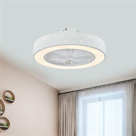 This fan is one of those flush mount ceiling fans which has a. White Round Pendant Fan Light Minimalism Metal 21.5" Wide ...