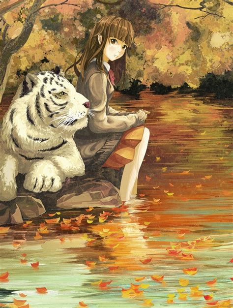 White Tiger And Girl Anime Girl Brown Pinterest White Tigers And