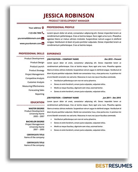 We've helped hundreds of pms perfect their resume to land jobs at. Modern Resume Template Jessica Robinson - BestResumes.info