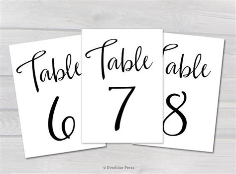 Printable Pdf Free Printable Calligraphy Table Numbers Printable Word
