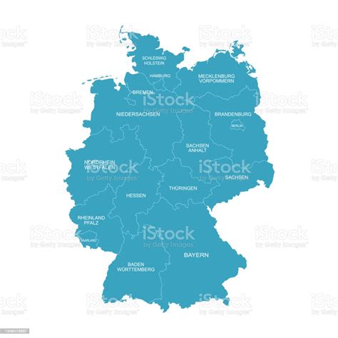 The Detailed Map Of Germany With Regions Vector Illustration Isolated