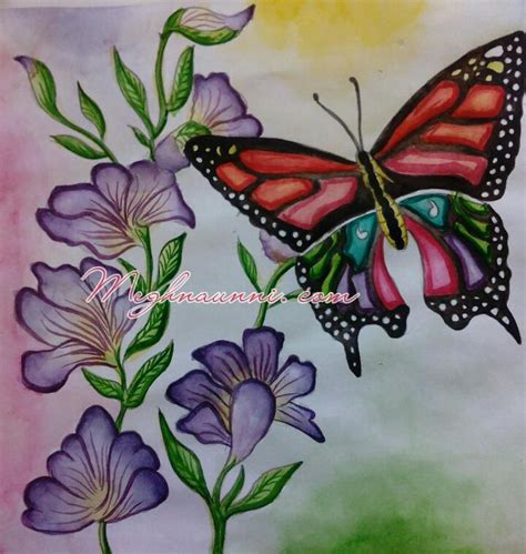 Flowers And Butterfly Indradhanush Painting Watercolor Meghna Unnis Blog