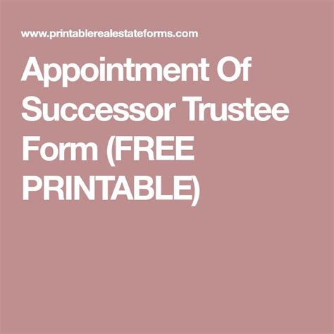 Appointment Of Successor Trustee Form Free Printable Free