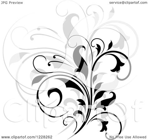 Clipart Of A Black Flourish With A Shadow 2 Royalty Free Vector