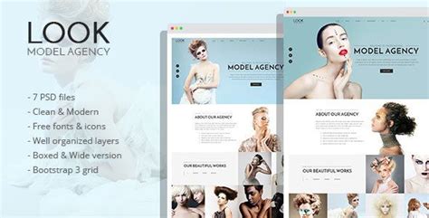 Look Model Agency Psd Template Wordpress Theme Portfolio Model