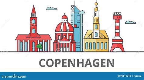 Copenhagen City Skyline Stock Vector Illustration Of Icon 92612349