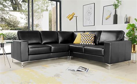 Baltimore Corner Sofa Black Classic Faux Leather Furniture And Choice