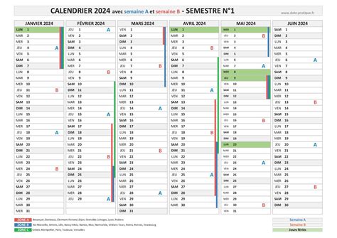 Semaine A Et B 2024 Dates Et Calendrier 2024 Avec Les Semaines A Et B