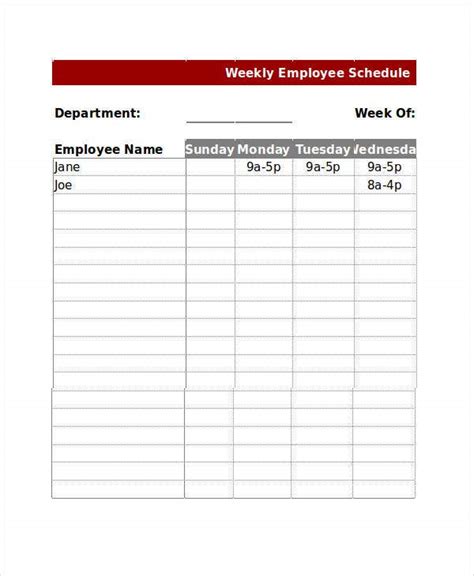 Employee Work Schedule Template Pdf 31 Daily Work Schedule Templates