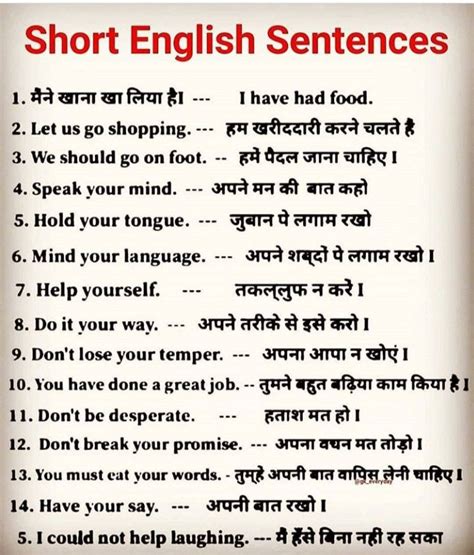 Hindi To English Sentences In 2021 English Vocabulary Words English