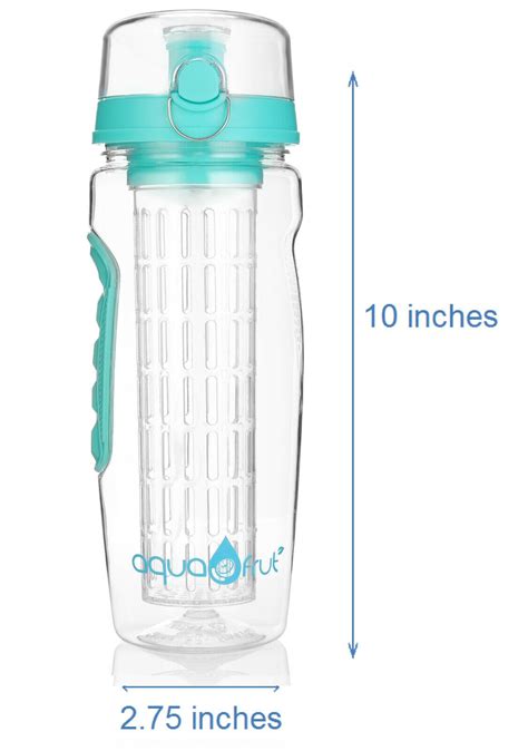 Aquafrut 32oz Fruit Infuser Water Bottle Teal With Bonus Brush Usa