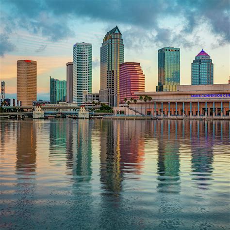 Tampa Florida Skyline Reflections On The Bay 1x1 Photograph By Gregory
