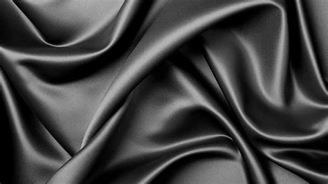 Hd Wallpaper Black Satin Textile Texture Silk Fabric Folds
