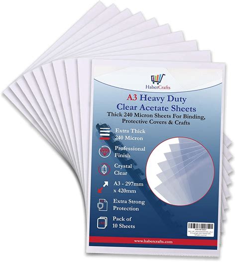 Acetate Sheets Clear Heavy Duty Acetate Sheet 240 Micron Extra Thick