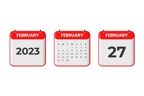 Februar 2023 Kalenderdesign 27 Februar 2023 Kalendersymbol Für