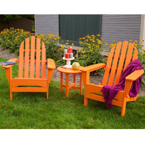Polywood® Classic Adirondack 3 Piece Folding Chair Set Pw Adirondack Set5