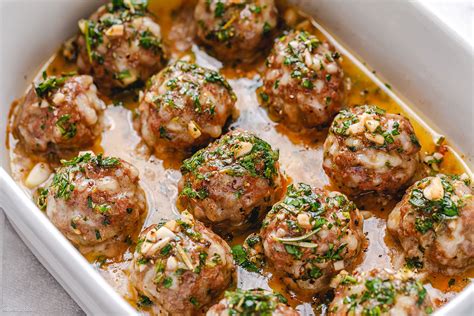 Baked Turkey Meatballs Recipe With Lemon Garlic Butter Sauce Oven Baked Turkey Meatballs