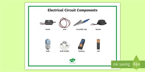Circuit Components Vector List With Isolated Electric Symbols Stock