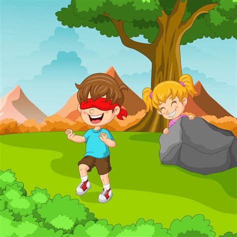 Children Playing Hide And Seek In The Park 6659237 Vector Art At Vecteezy