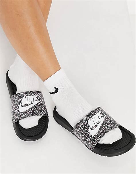 Nike Benassi Sliders In Black Asos