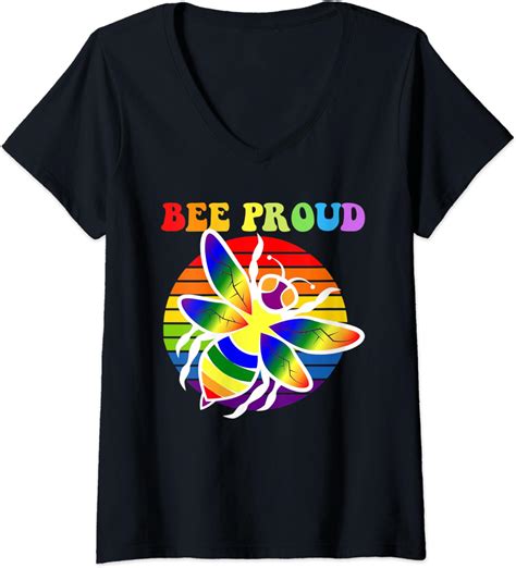 Womens Be Proud Lgbtq Rainbow Bee Pride Funny Protect Bees