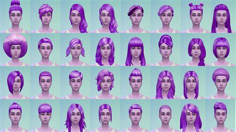 My Sims 4 Blog Purple Hair For Teen Elder Females Merged By