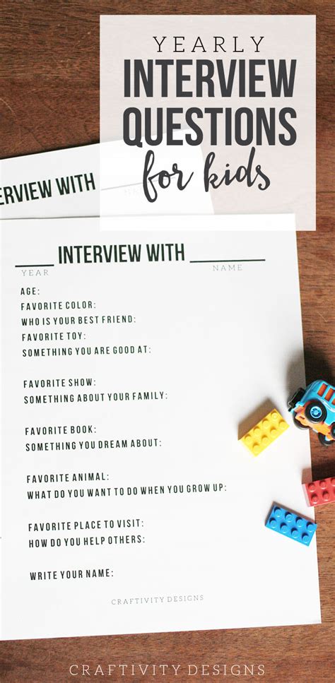 Yearly Interview Questions for Kids – Craftivity Designs