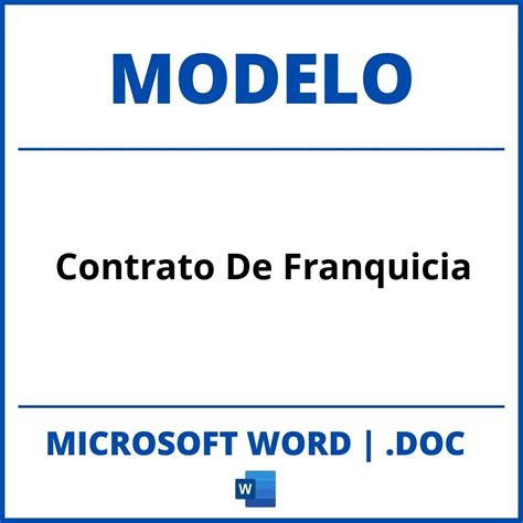 Modelo De Contrato De Franquicia En Word