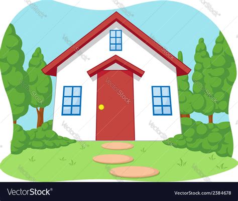 Cartoon Cute Little House With Garden Royalty Free Vector