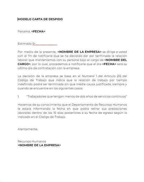 Ejemplo Carta De Despido Laboral Costa Rica Perodua A Images