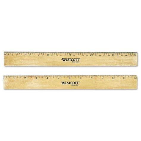 Westcott Flat Wood Ruler With Two Double Brass Edges Standardmetric